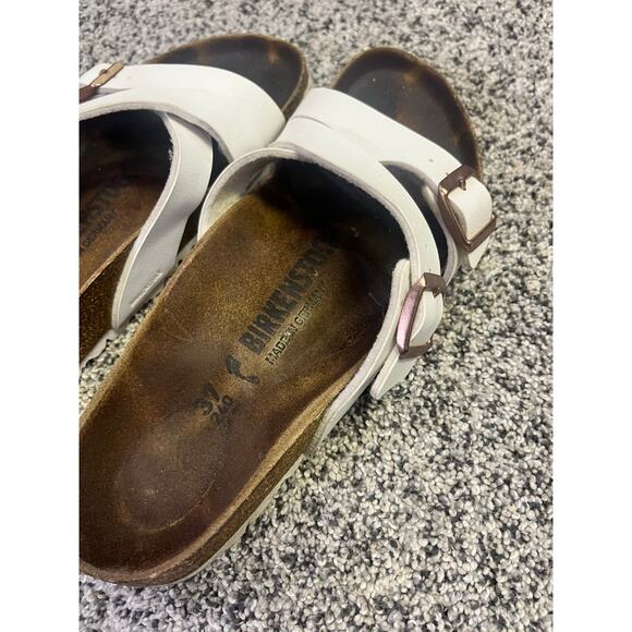 Birkenstock Yao White Strappy Sandal, Women’s 37 Leather‎ Mule Comfort Slip-On - Picture 4 of 9